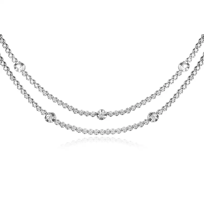 Two lines of 18K White Gold & Diamond Necklace Set